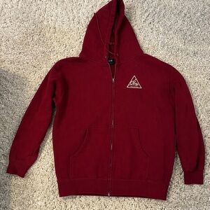 OBEY Propaganda Zip-Up Hoodie – Burgundy Maroon – Size Medium